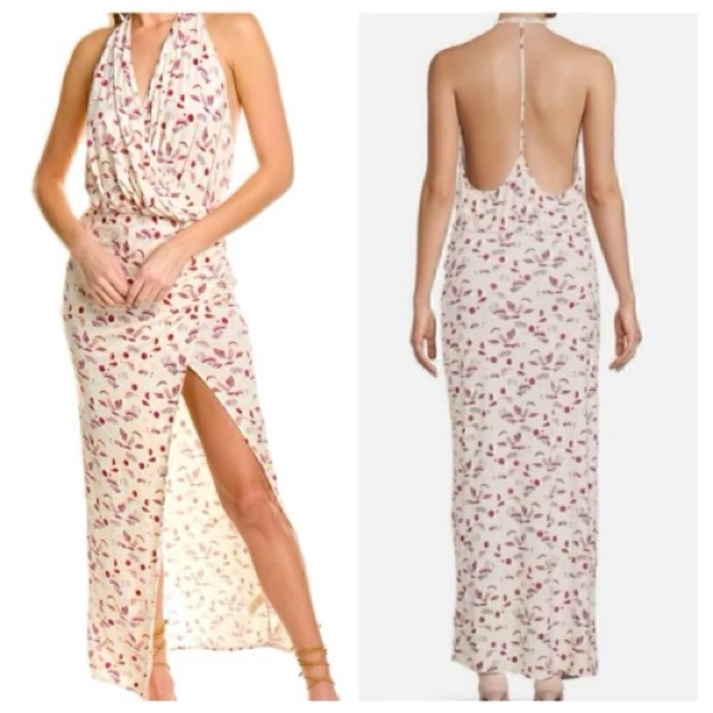 NWT Free People Daria Floral Maxi Dress S Open Back Earth Sleeveless Viscose